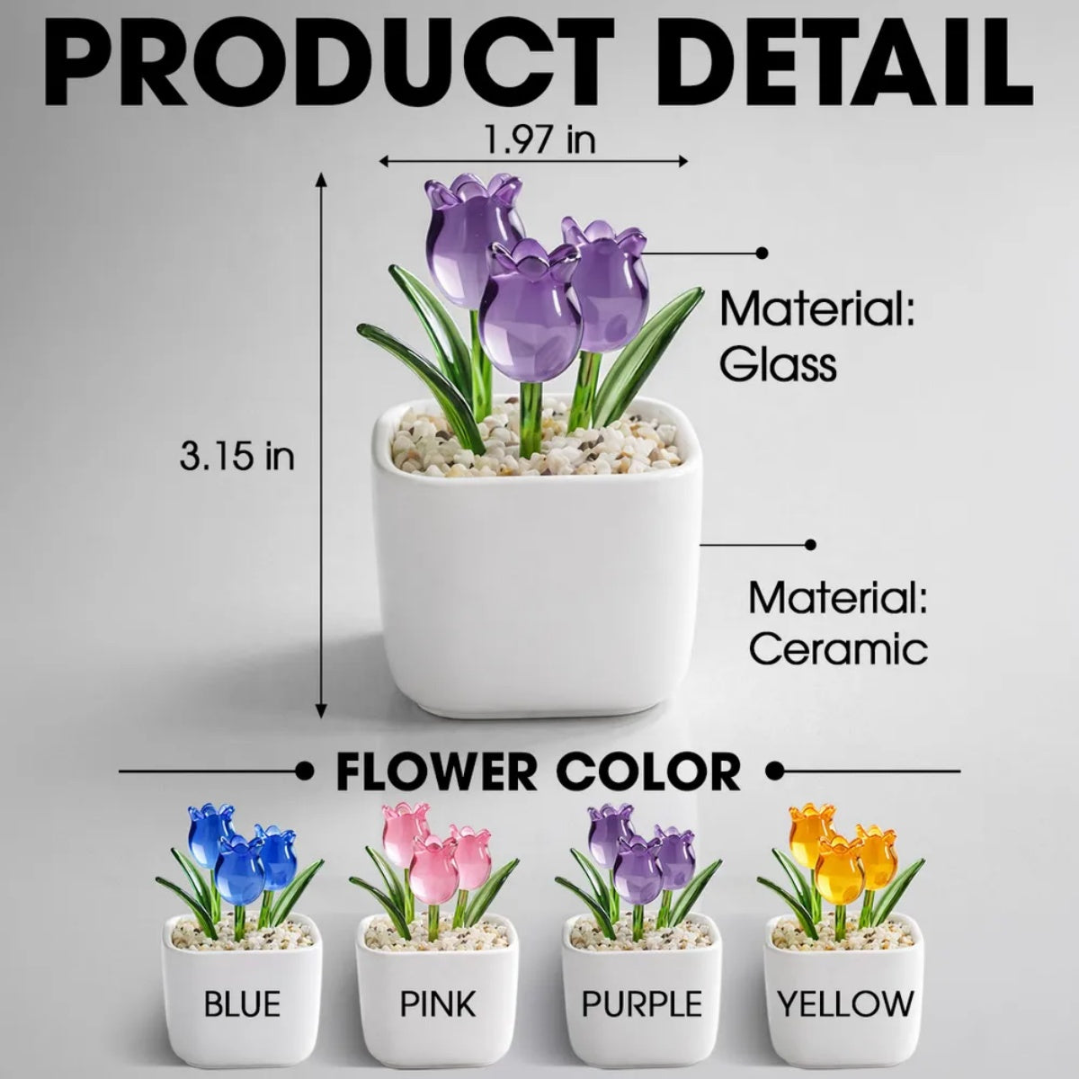 Linked Together Cartoon - Personalized Custom Glass Everlasting Tulips