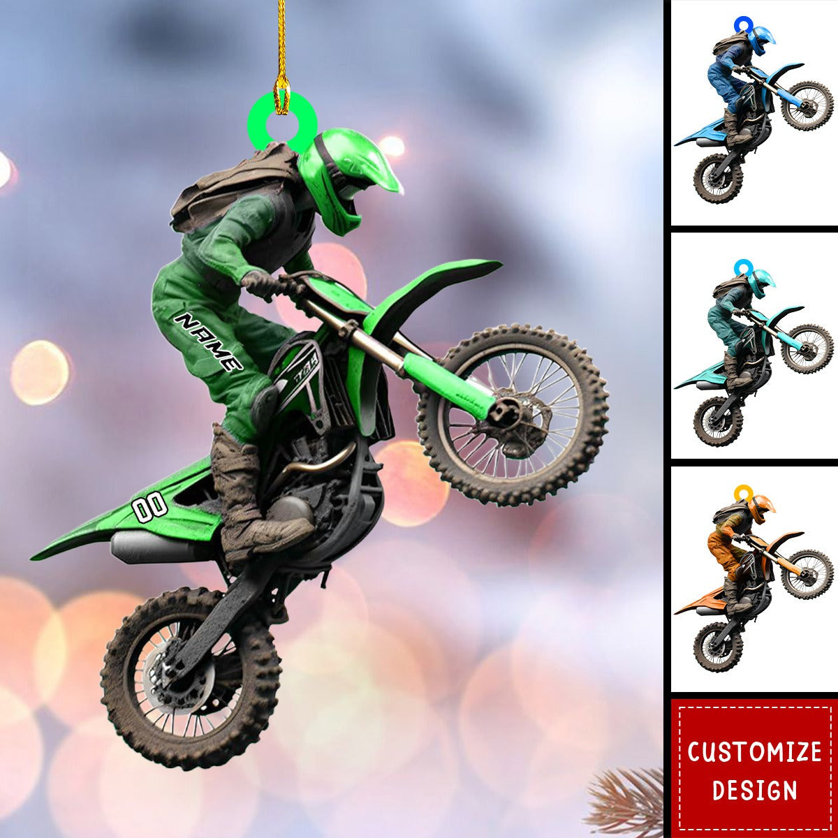 Personalized Motocross/Dirt Bike Christmas Ornaments