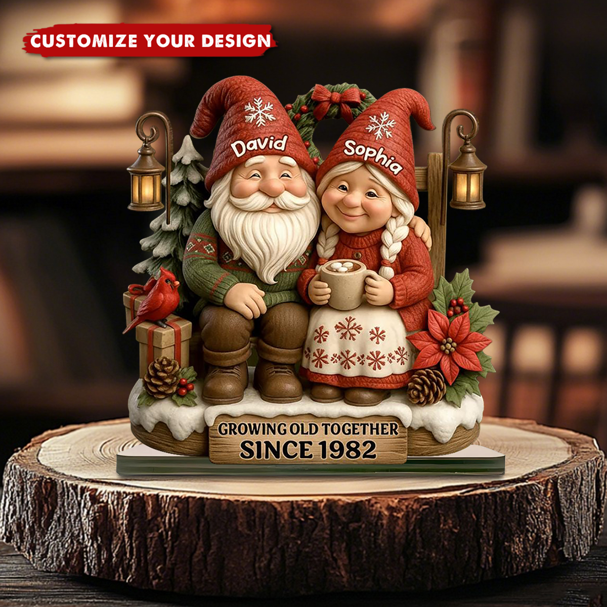 Personalized Growing Old Together Wooden Plaque