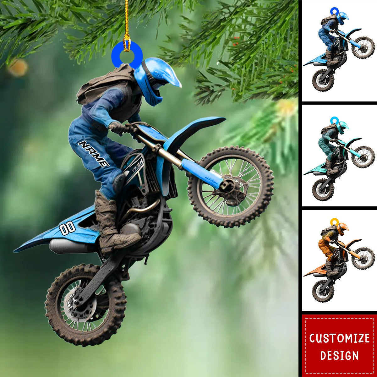 Personalized Motocross/Dirt Bike Christmas Ornaments