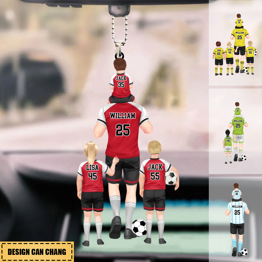 Personalized Soccer Dad/Gandpa & Kids Car Hanging Ornament