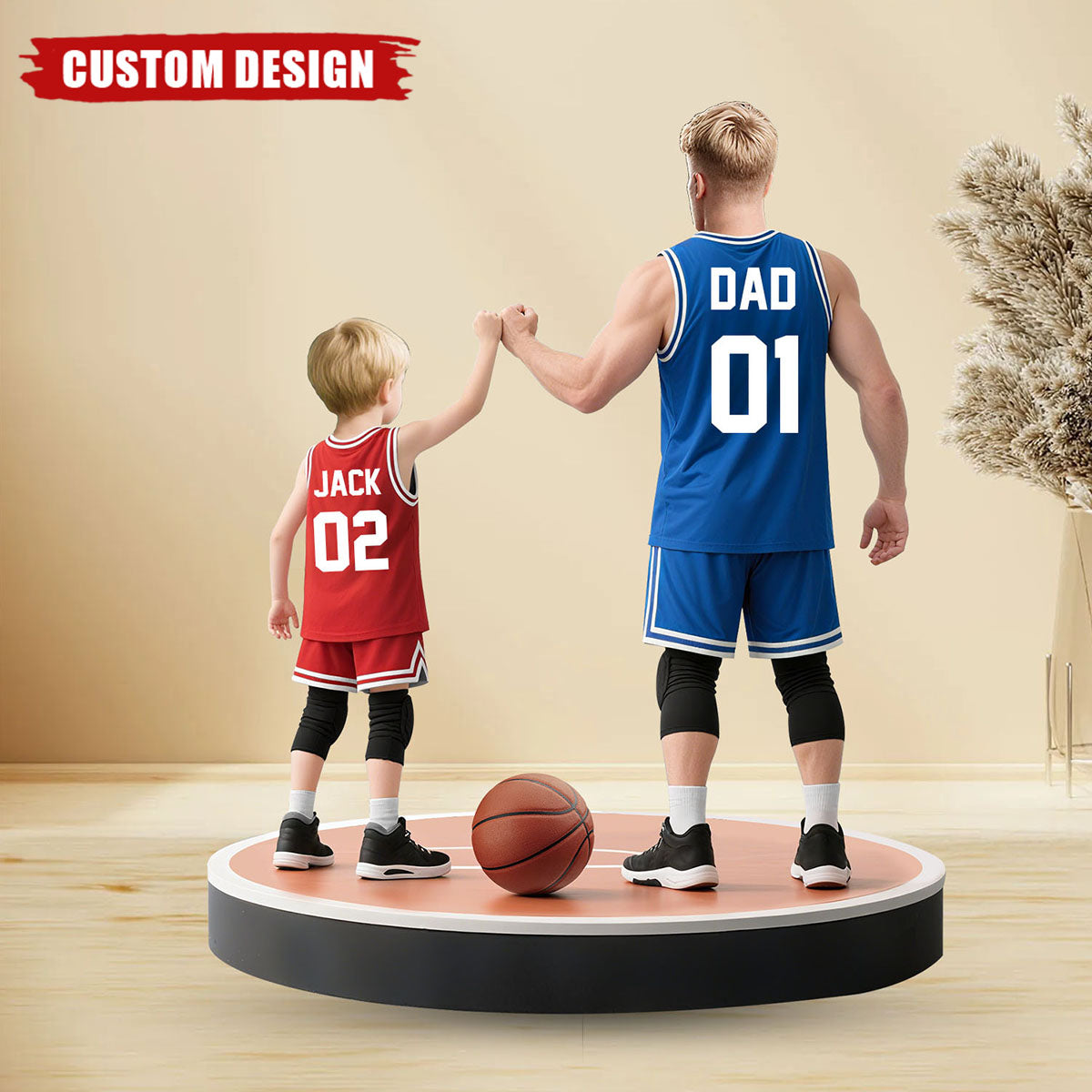 Basketball Dad And Kids - Personalized Acrylic Plaque, Father's Day Gift for Dad, Gift for Husband