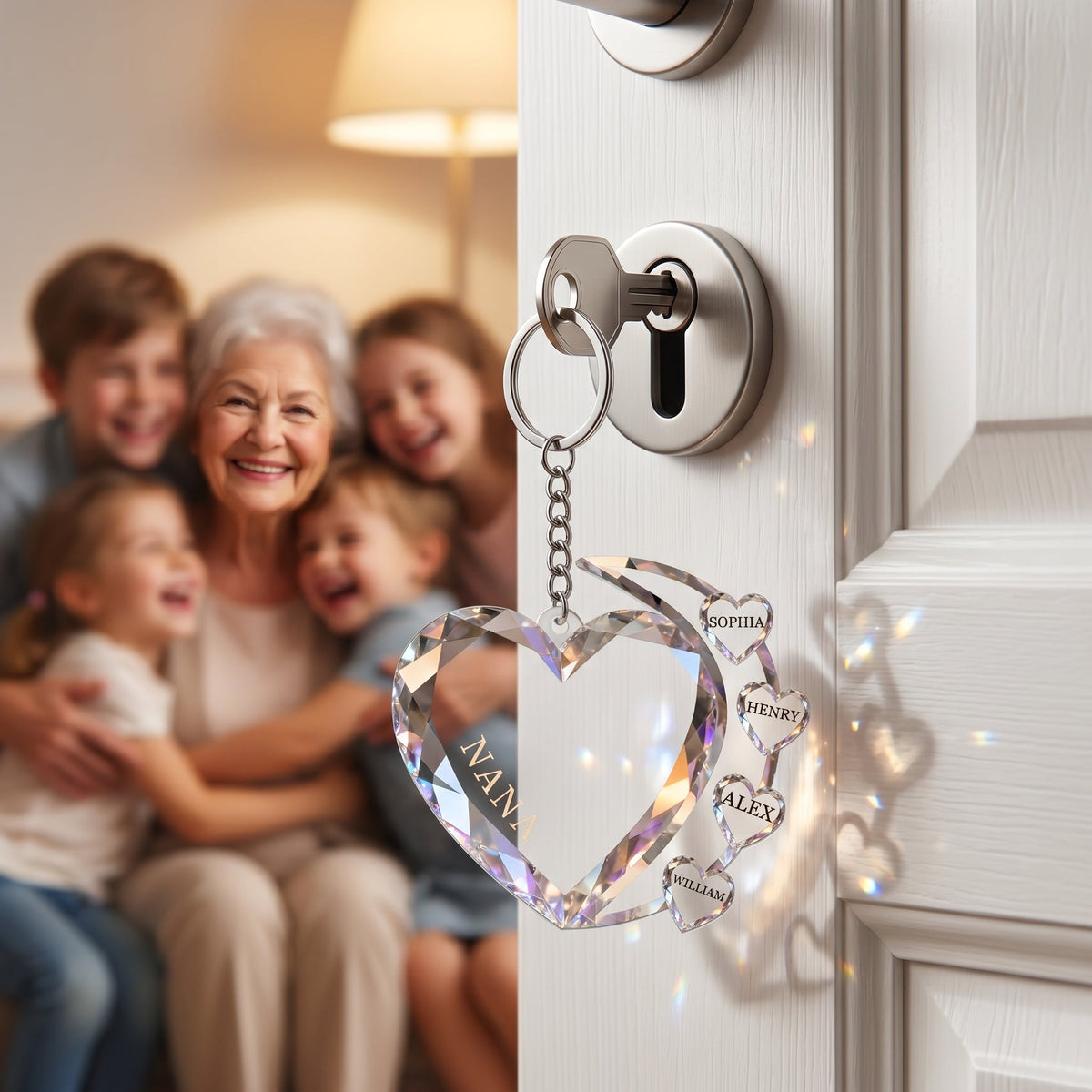 Sparkling Hearts-Personalized Family Transparent Keychain