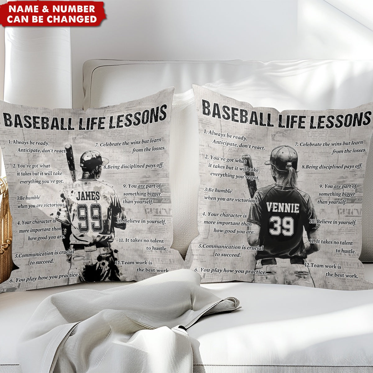 Personalized Baseball Life Lessons Pillow-Gift For Baseball Lovers