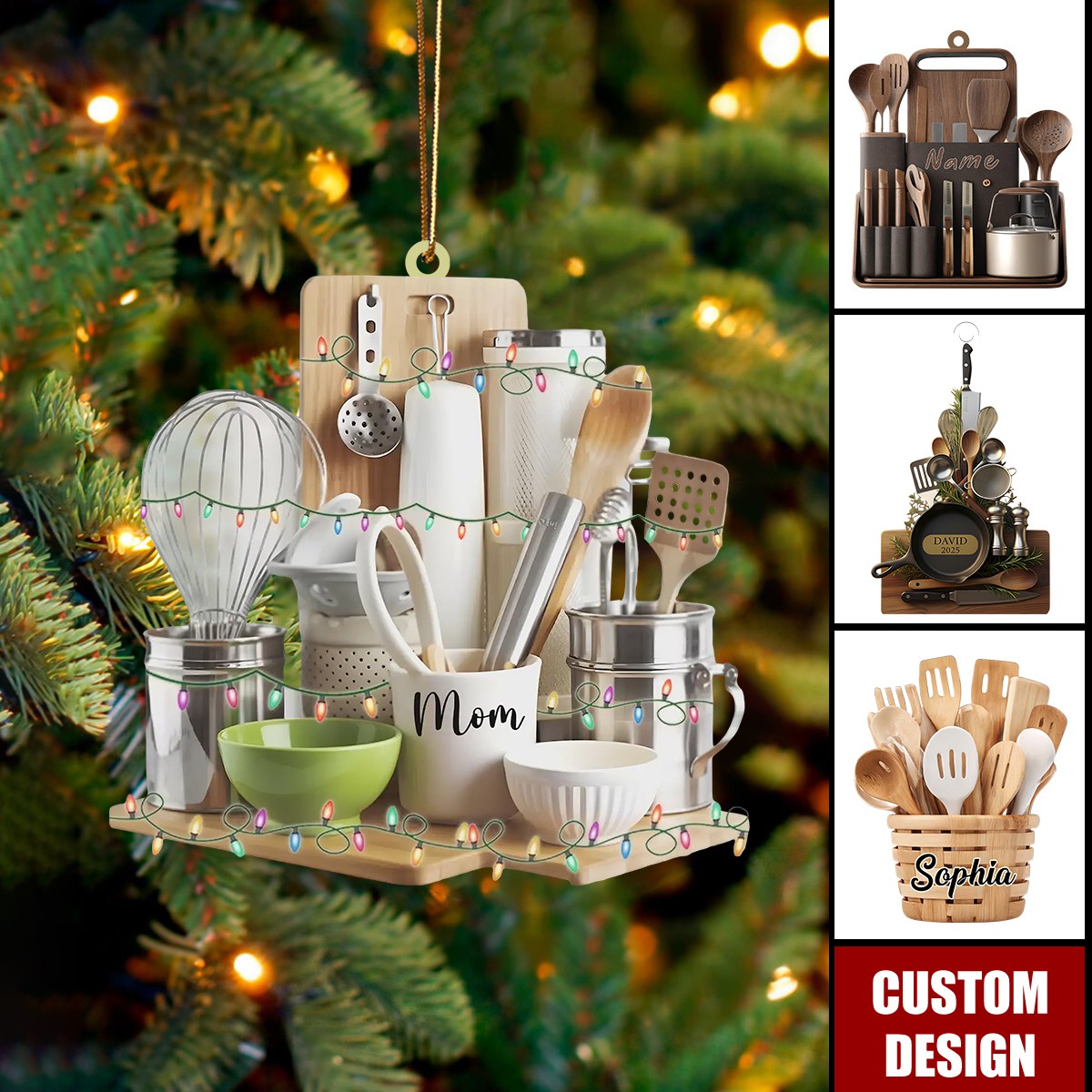 Personalized Kitchen Utensils Christmas Ornament
