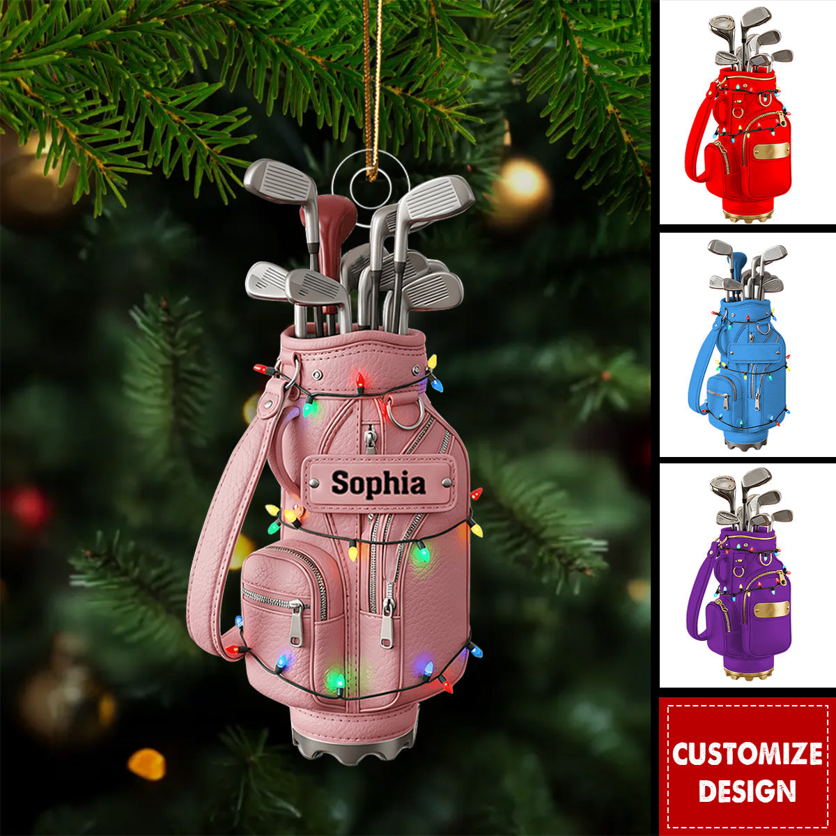 Merry Christmas - Personalized Golf Bag Ornament