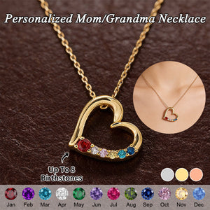 Personalized Heart Birthstone Necklace-Mothers Day Gift for Her