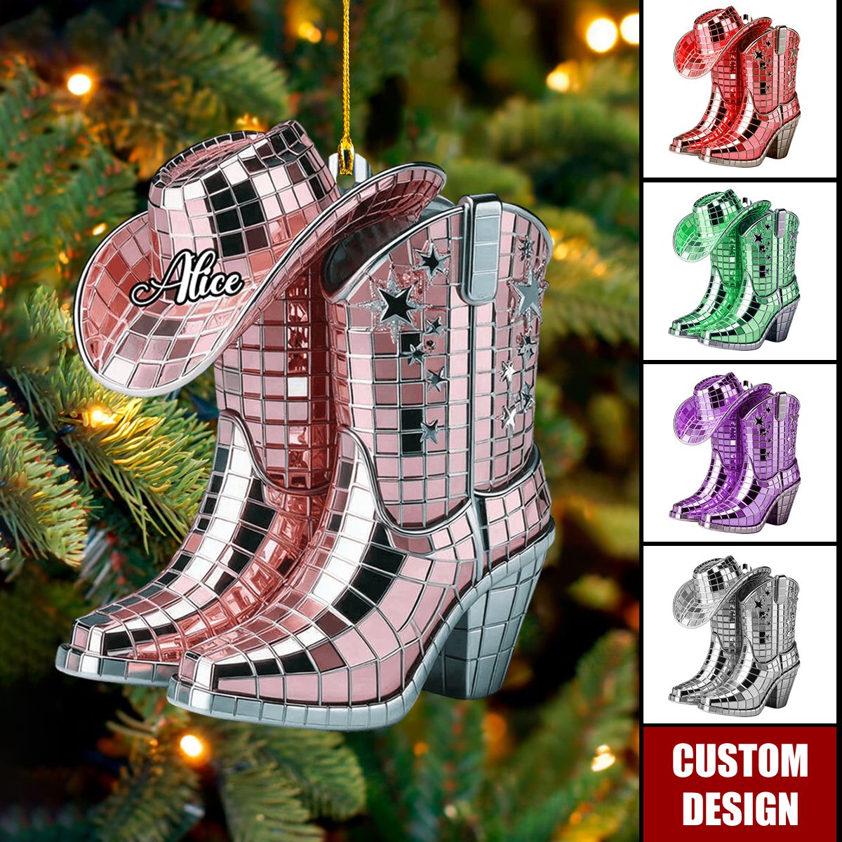 Cowgirl Boots And Hat - Personalized Cowgirl Ornament - Gift For Cowgirl