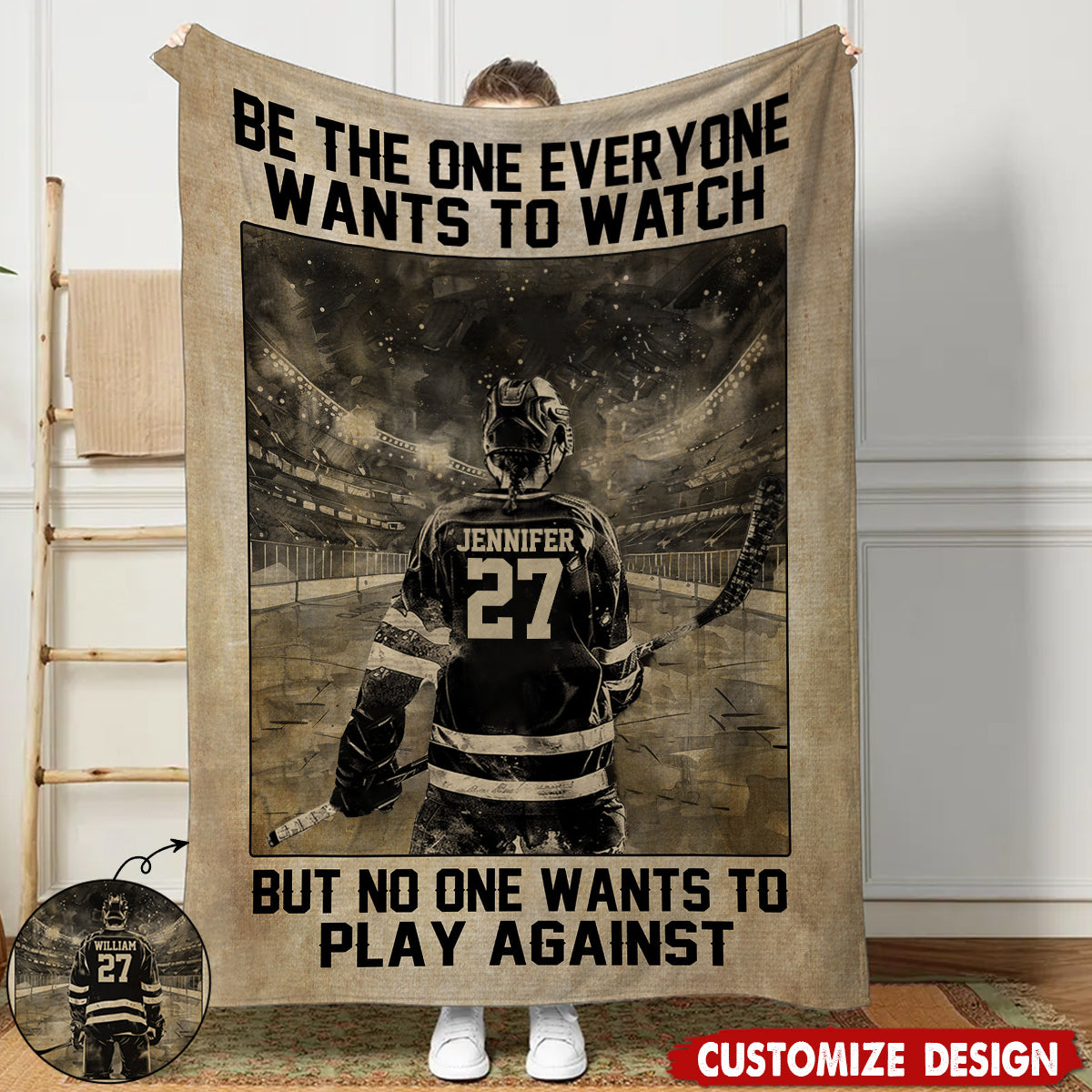 Personalized Hockey Motivation Blanket, Gift For Hockey Lovers,Players