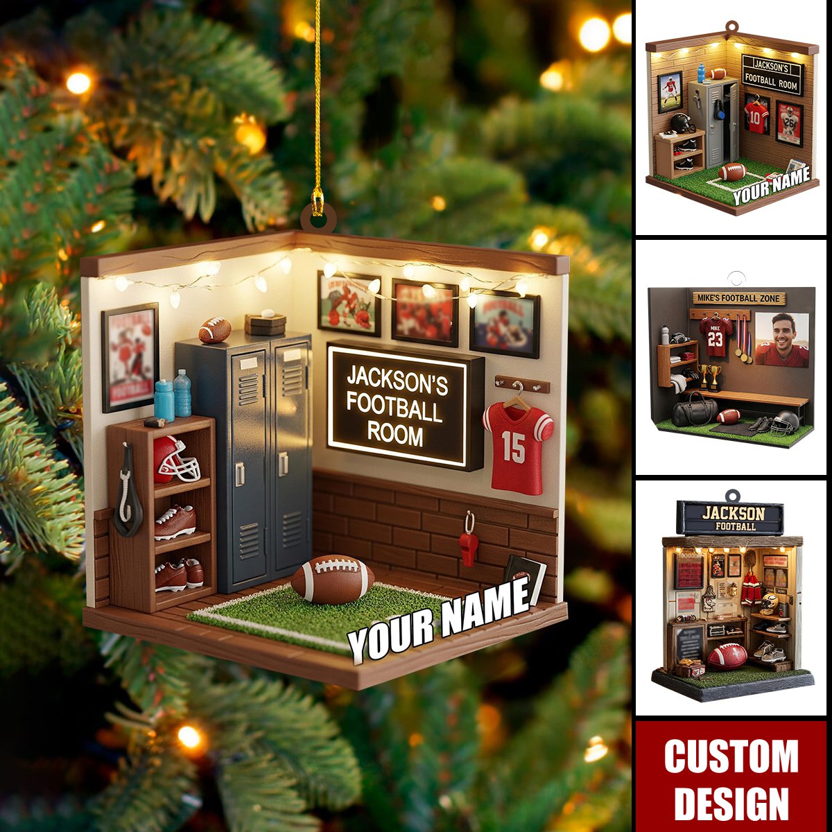 Personalized Football Christmas Ornament - Gift For Football Players, Football Keepsake