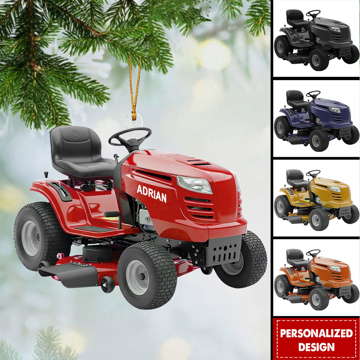 Personalized Lawn Mower Ornament Christmas Gift for Gardener or Landscaper