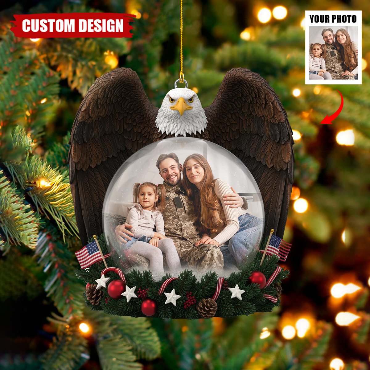 Personalized America Military Appreciation Acrylic Ornament – Photo Gifts For Family