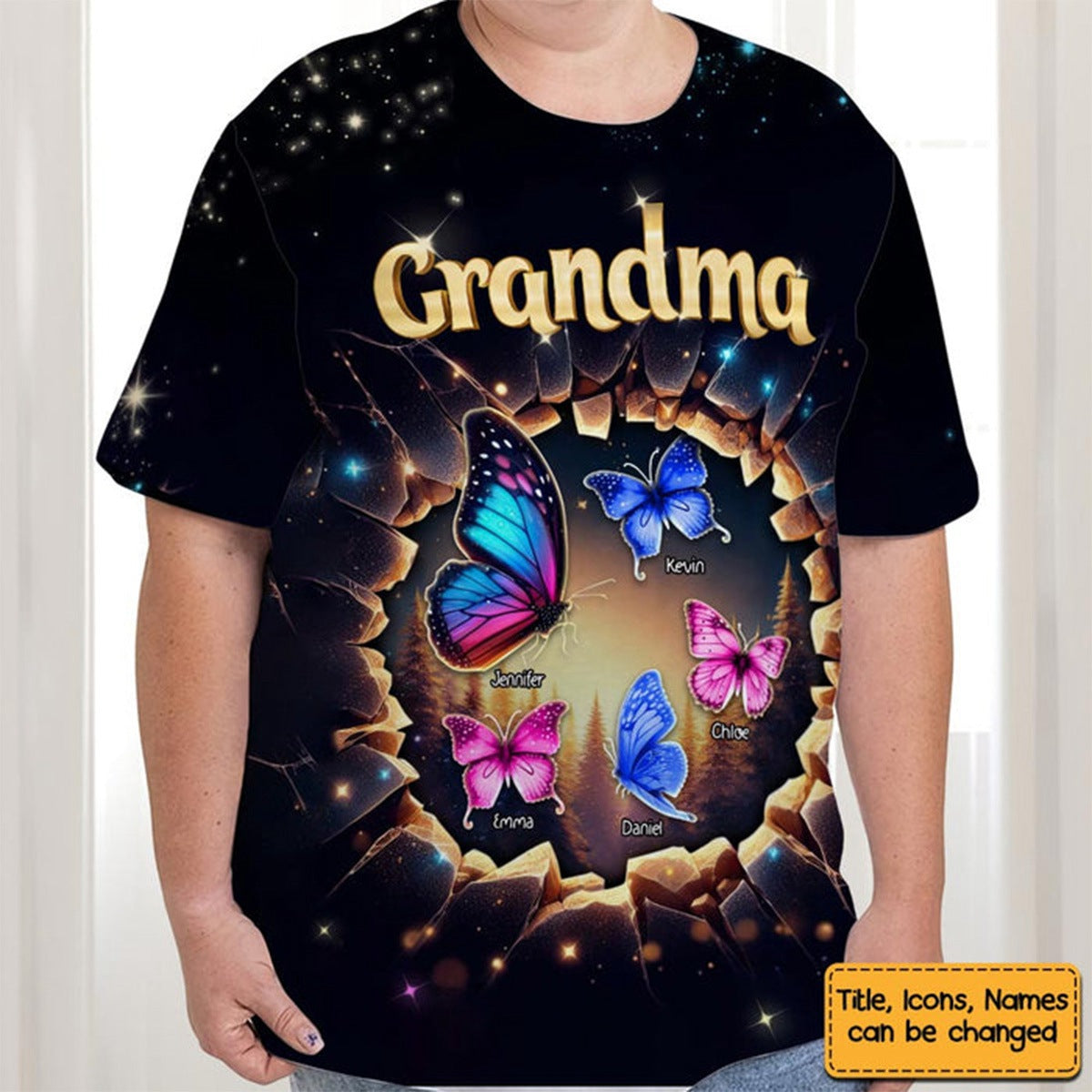 Personalized Gift For Grandma Butterfly 3D Effect All-over Print-T Shirt