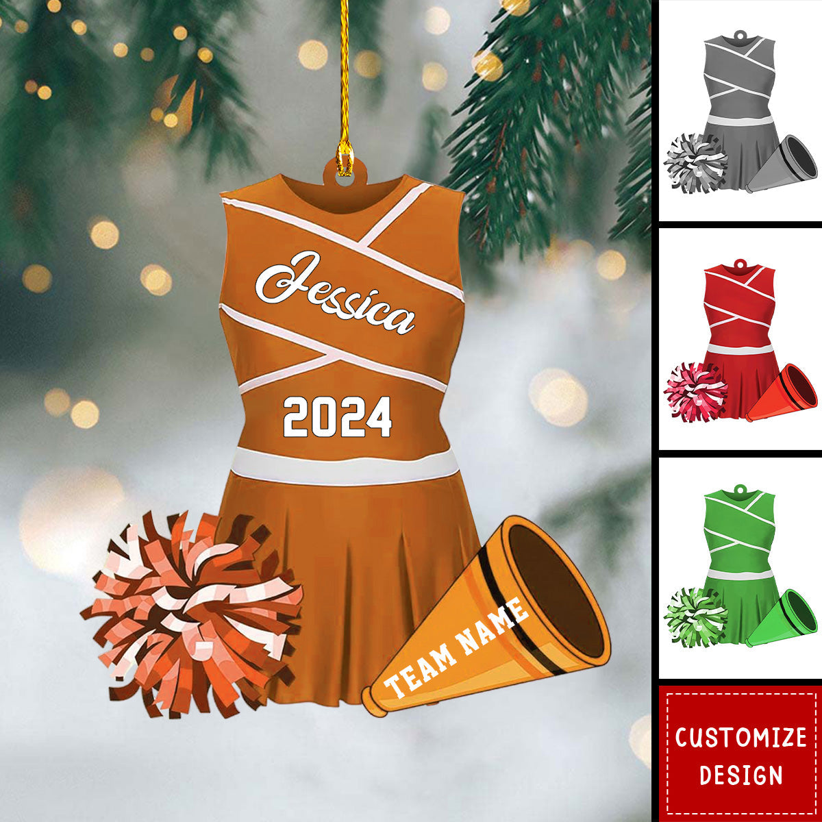 Personalized Cheerleader Ornaments - Gift For Cheerleading Pom pom Girl - New Release