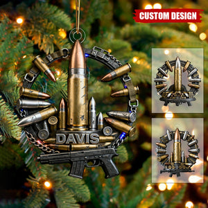 Personalized Gun Bullet Ornament - Gift For Amry, Gun Lovers