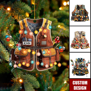 Personalized Fishing Vest Christmas Ornament, Gift For Fishing Lovers