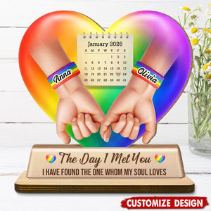 Personalized The Day I Met You Heart Hand Wood Plaque - Gift For Couples And Partners