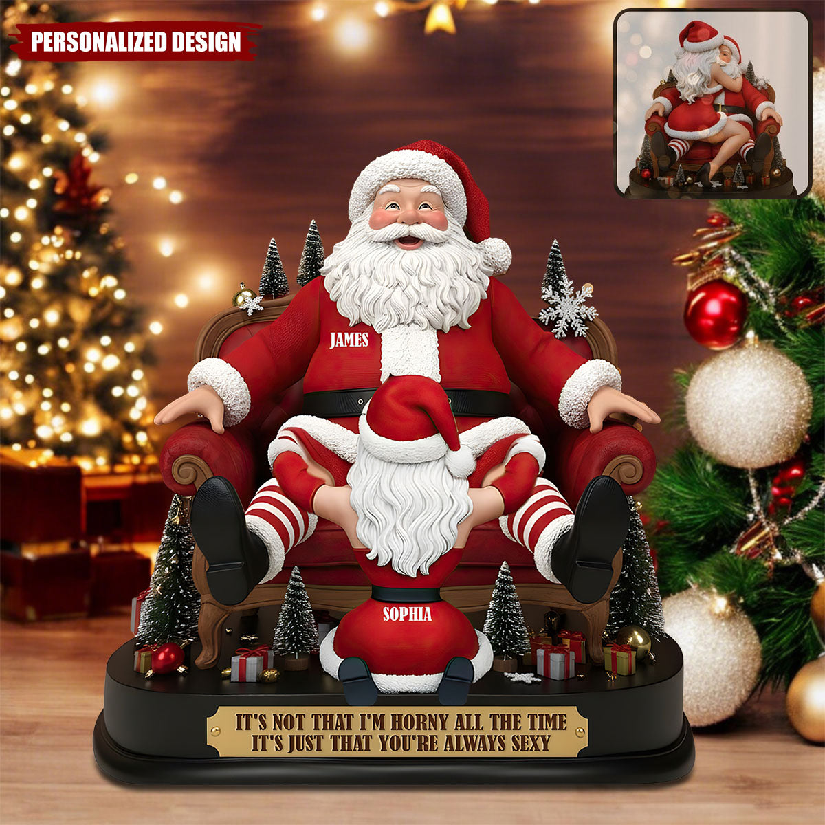 Santa Claus Funny Couple-Personalized Couple Acrylic Plaque