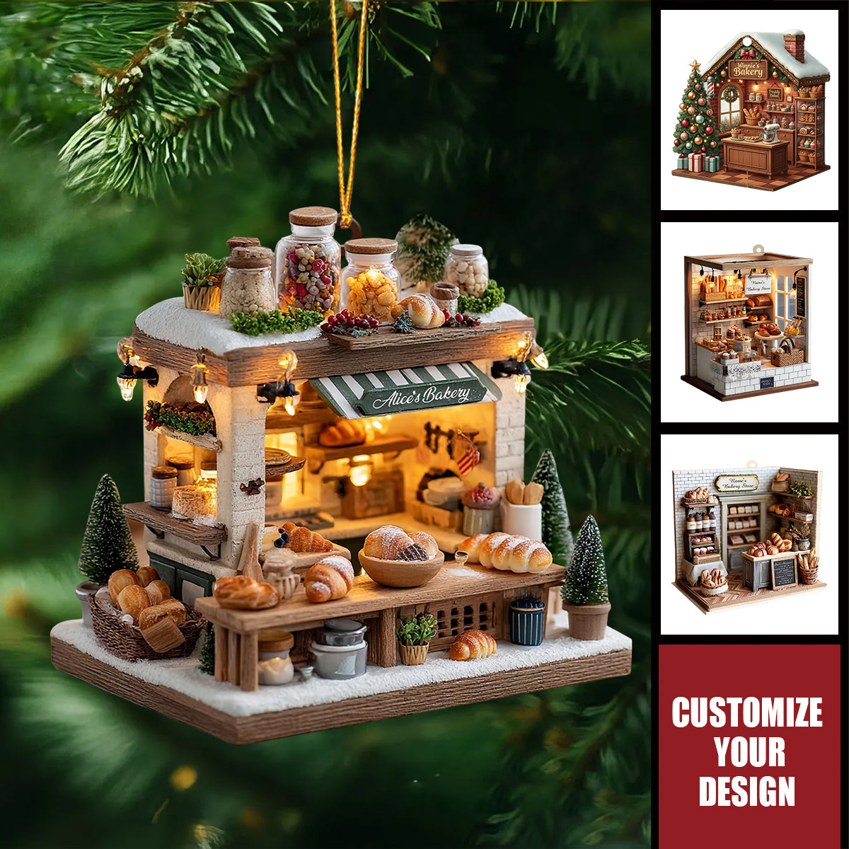 Personalized Bakery Christmas Ornament, Custom Name Bakery Keepsake 2025 Gift