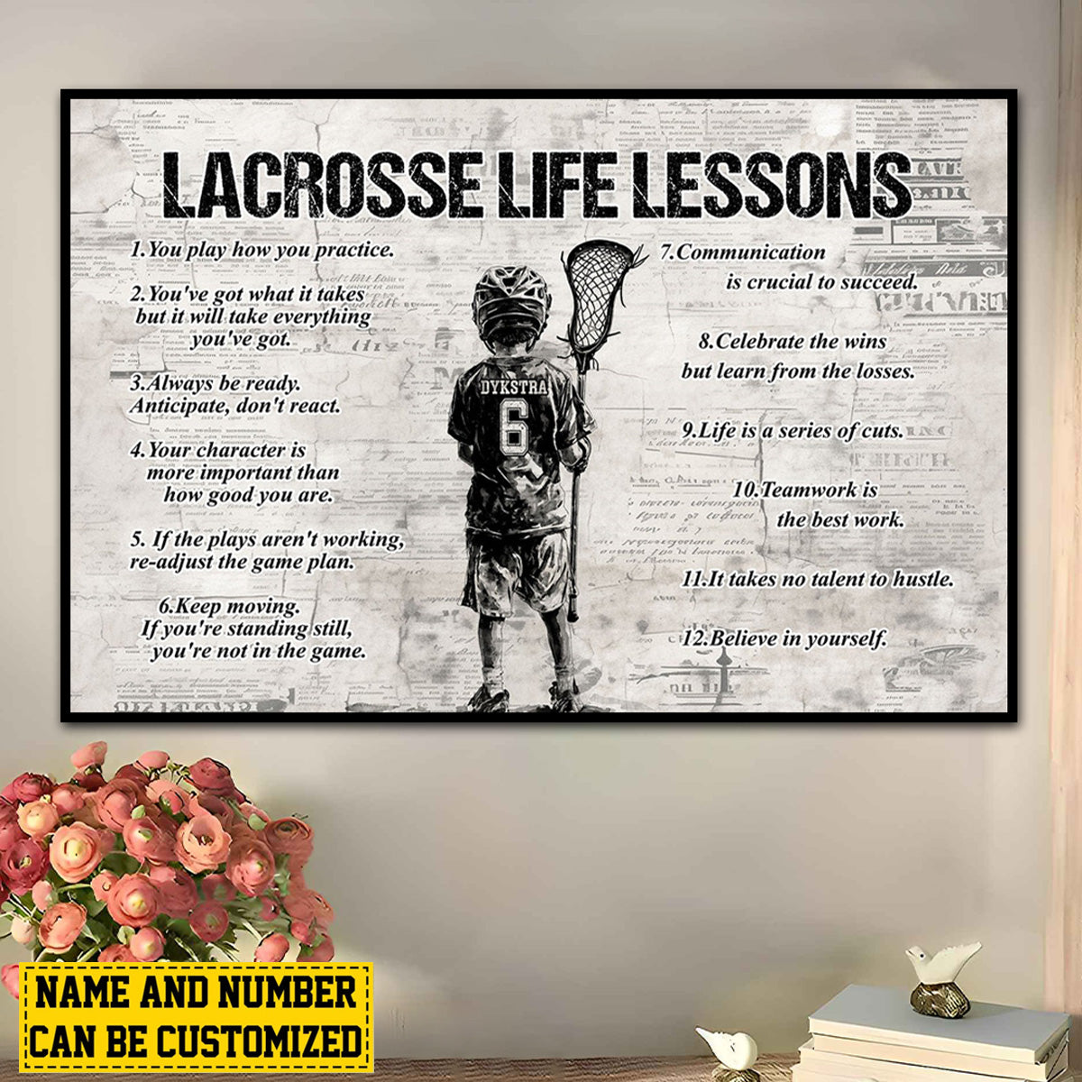 Personalized Lacrosse Life Lessons Kid Poster-Gift For Lacrosse Lovers