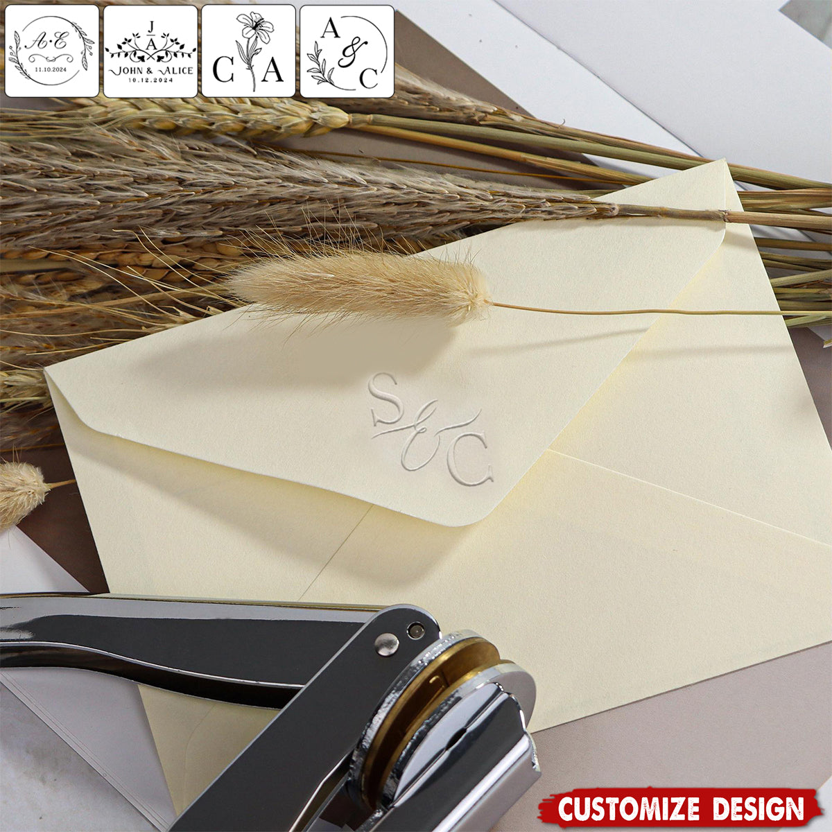 Personalized Monogram Embosser Stamp - wedding,Napkin,Envelope,Invitation embosser