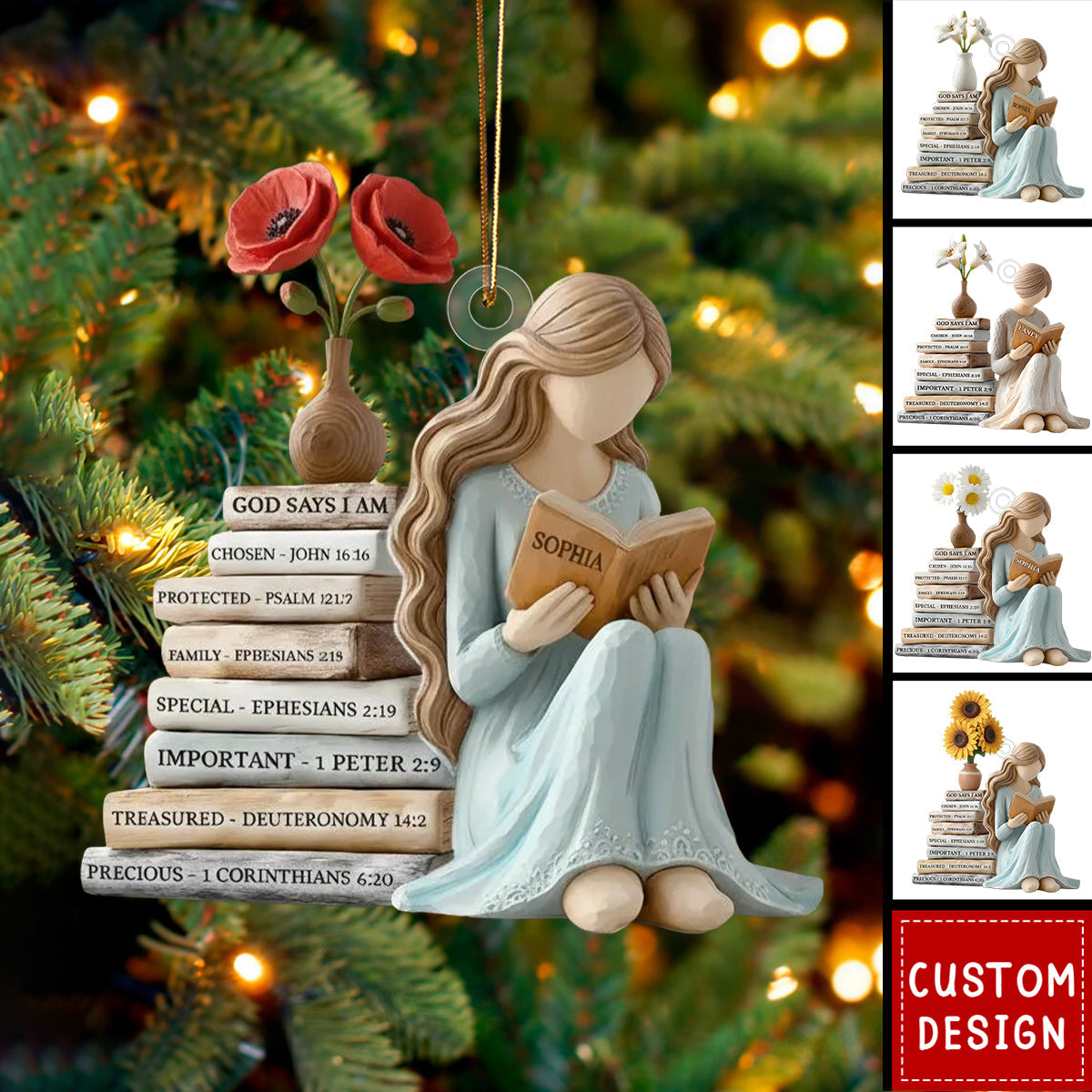 Personalized God Says I Am Girl Ornament- Gift For Book Lover