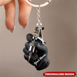 Personalized Tattoo Machine Keychain-Tattoo Artist Gift
