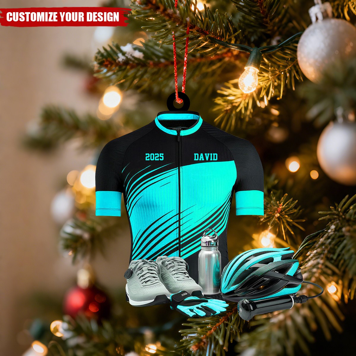 Personalized Mountain Bike Ornament - Custom Acrylic Bicycle Decor