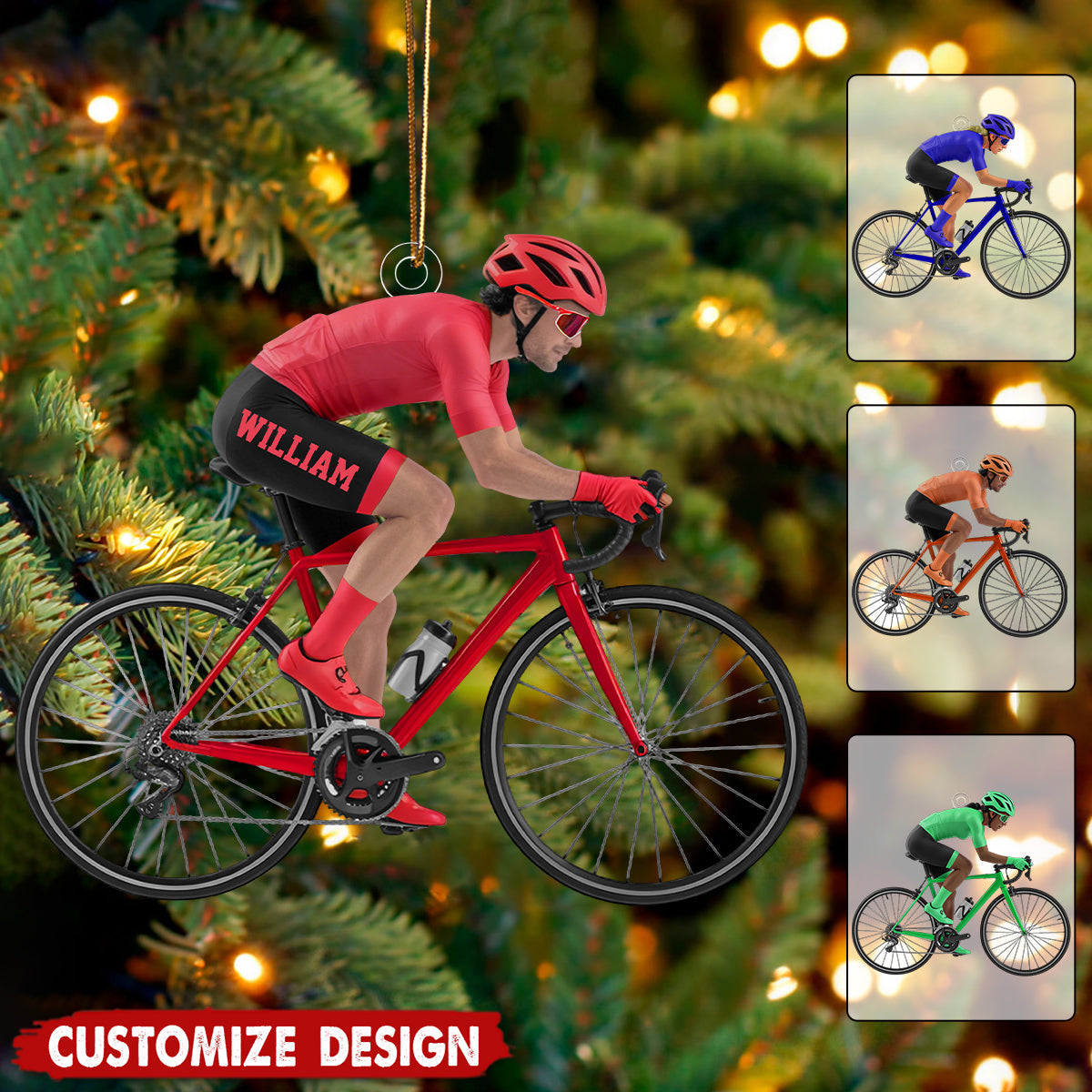Personalized Road Bike Cyclist Christmas Ornament - Gift for Cycling Enthusiast