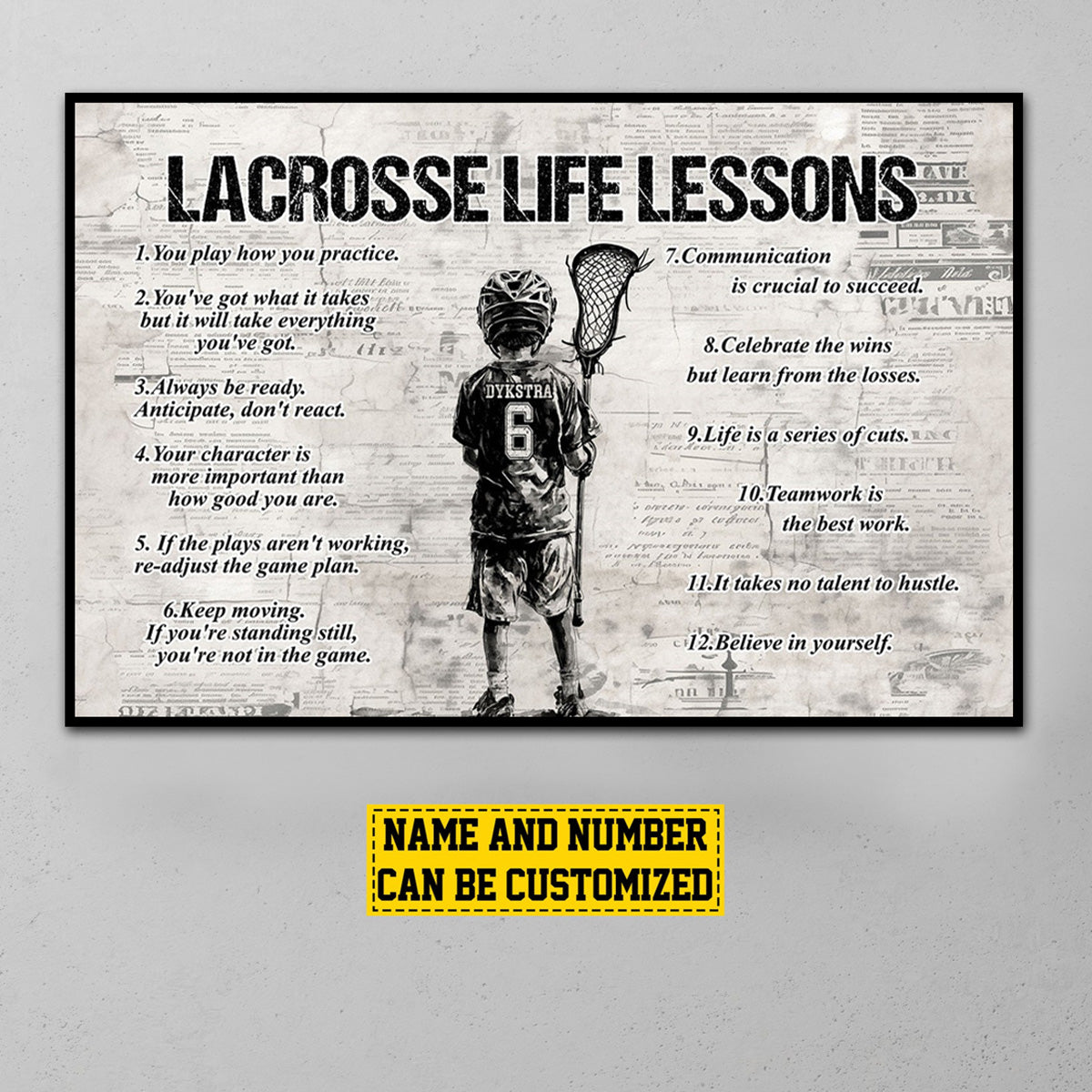 Personalized Lacrosse Life Lessons Kid Poster-Gift For Lacrosse Lovers