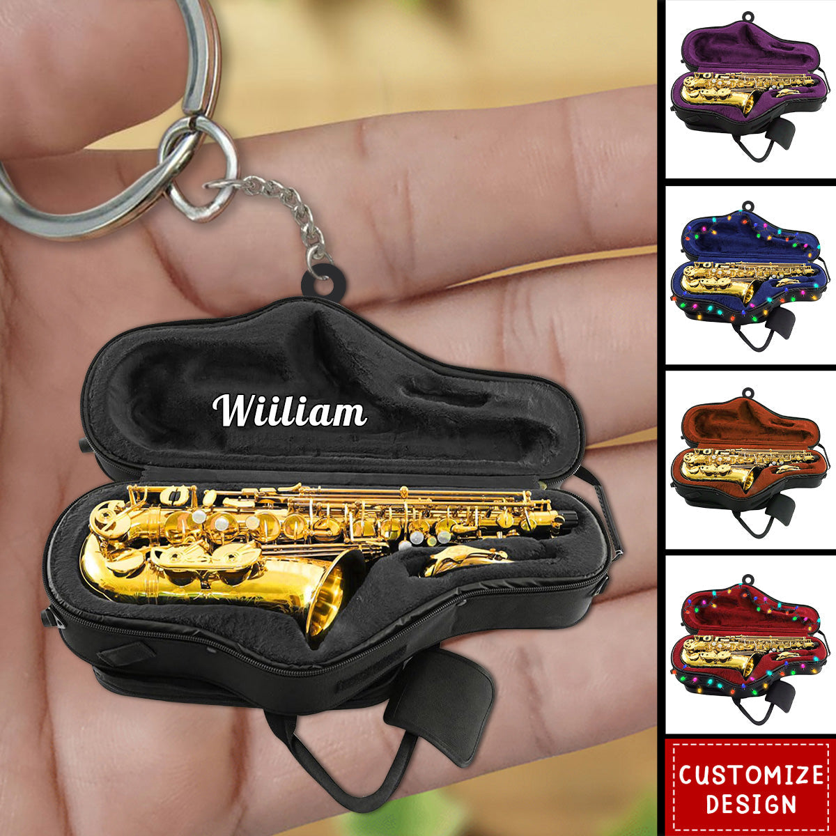Personalized Saxophone Keychain - Gifts For Saxophonist