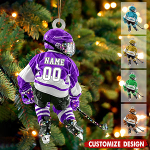 Custom Hockey Player Ornament: Acrylic Kid's Christmas Light Decoration