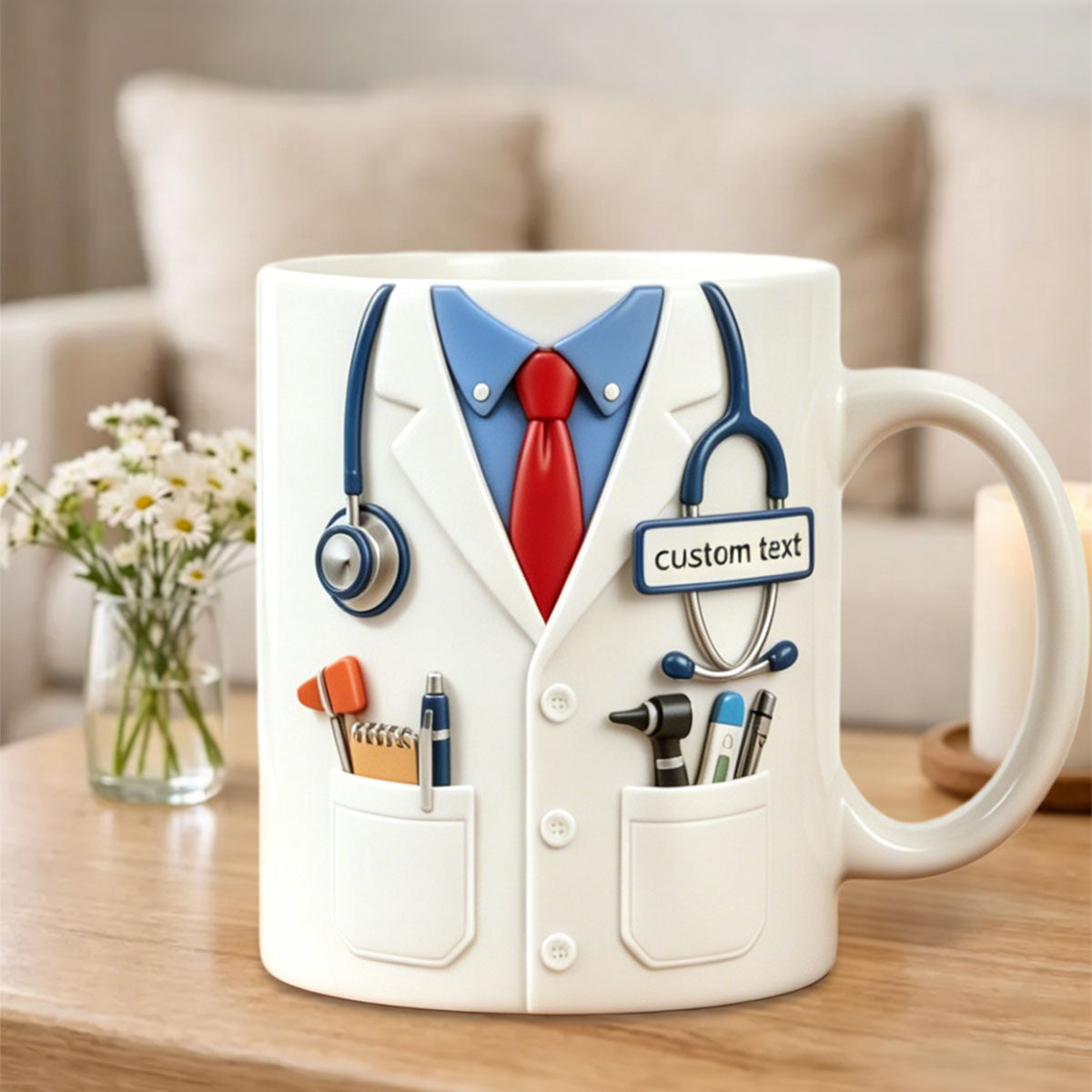 Personalized Doctor White Coat 3D Mug, Gift for Doctor/Nurse/Med Student, Unique Graduation/Thank You Gift