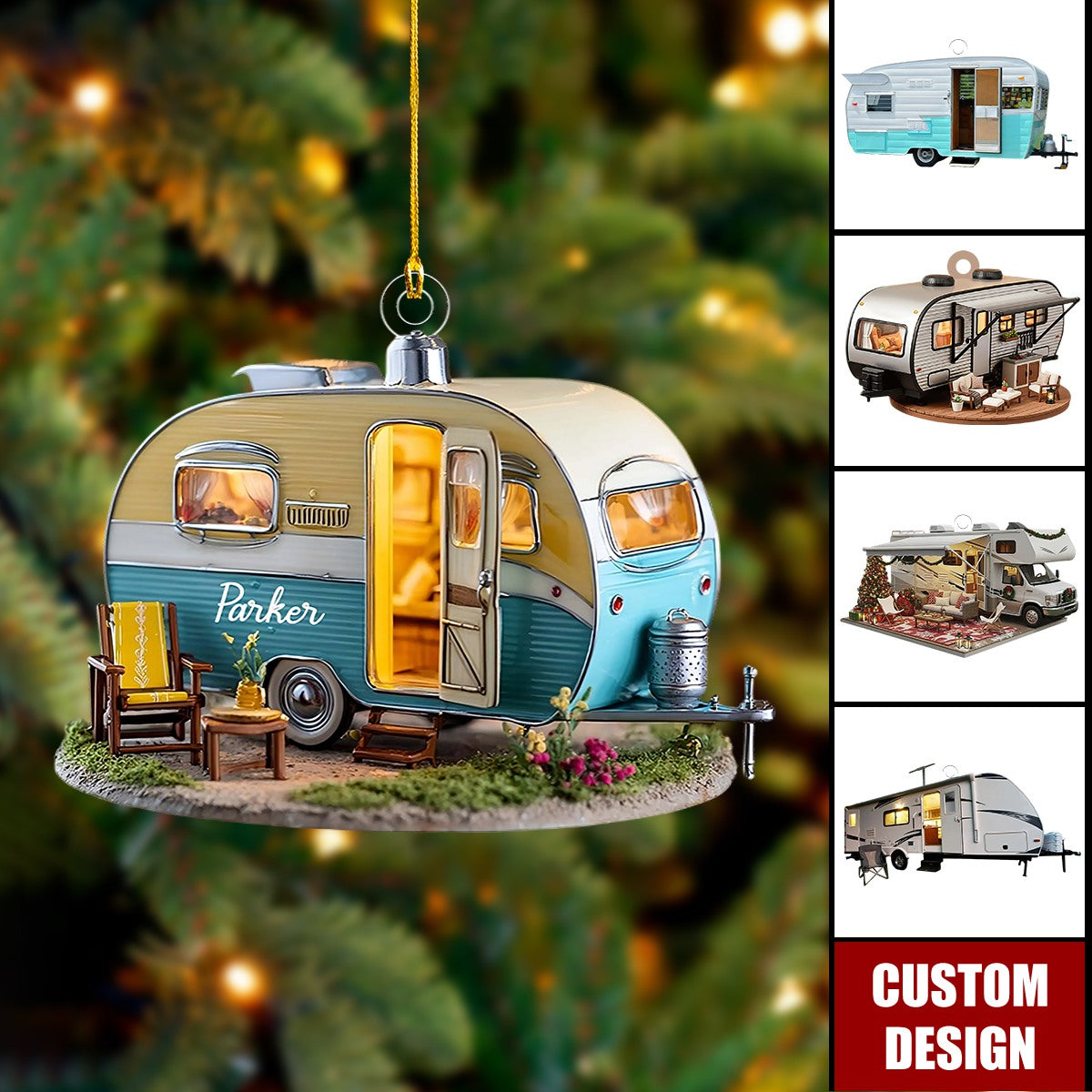 Personalized Camper Van Christmas Ornament, Gift For Travelers, Camper Keepsake, Adventure Gift, RV Decor, Travel Trailer Ornament