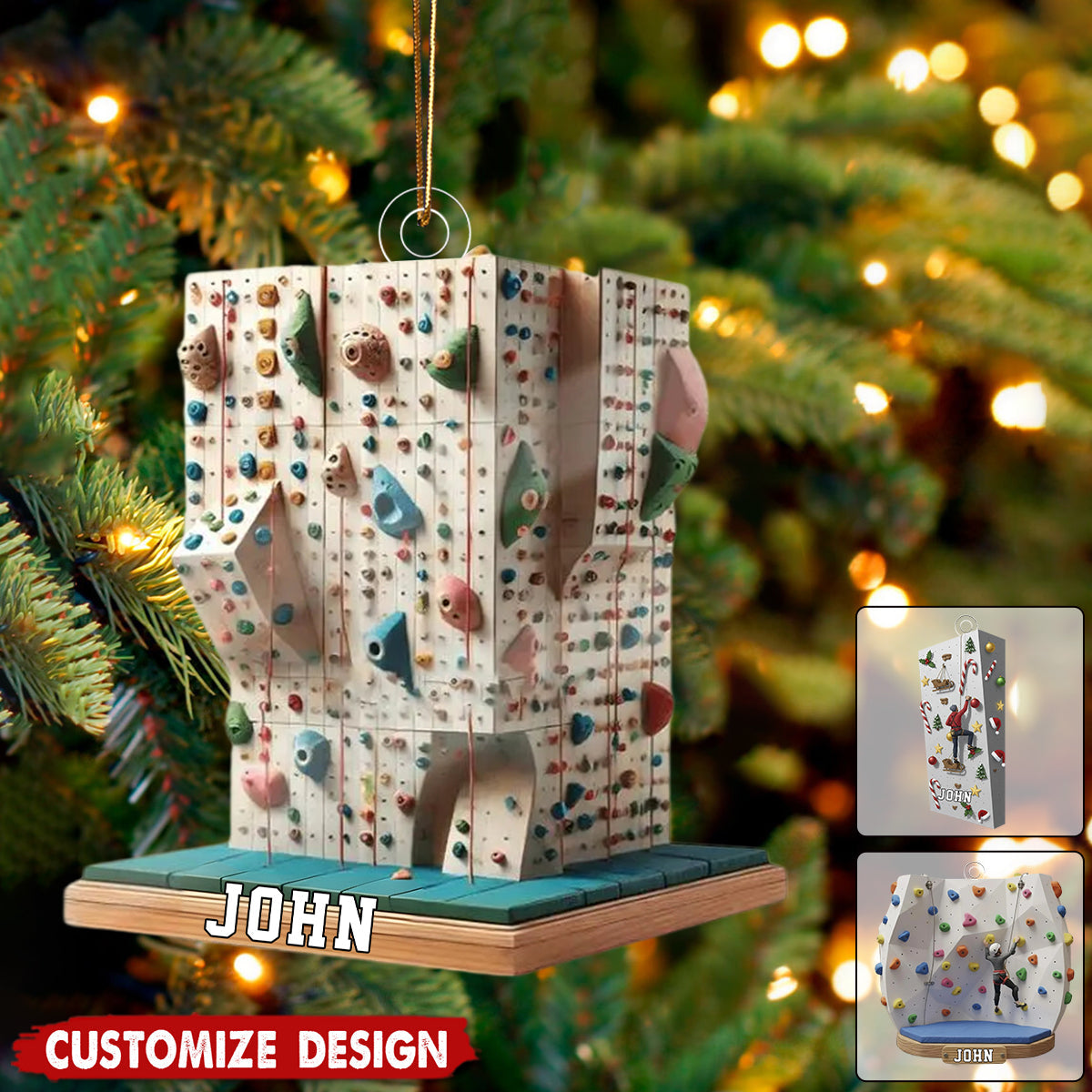 Personalized Rock Climbing Christmas Ornament – Gift for Athletes & Adventure Lovers