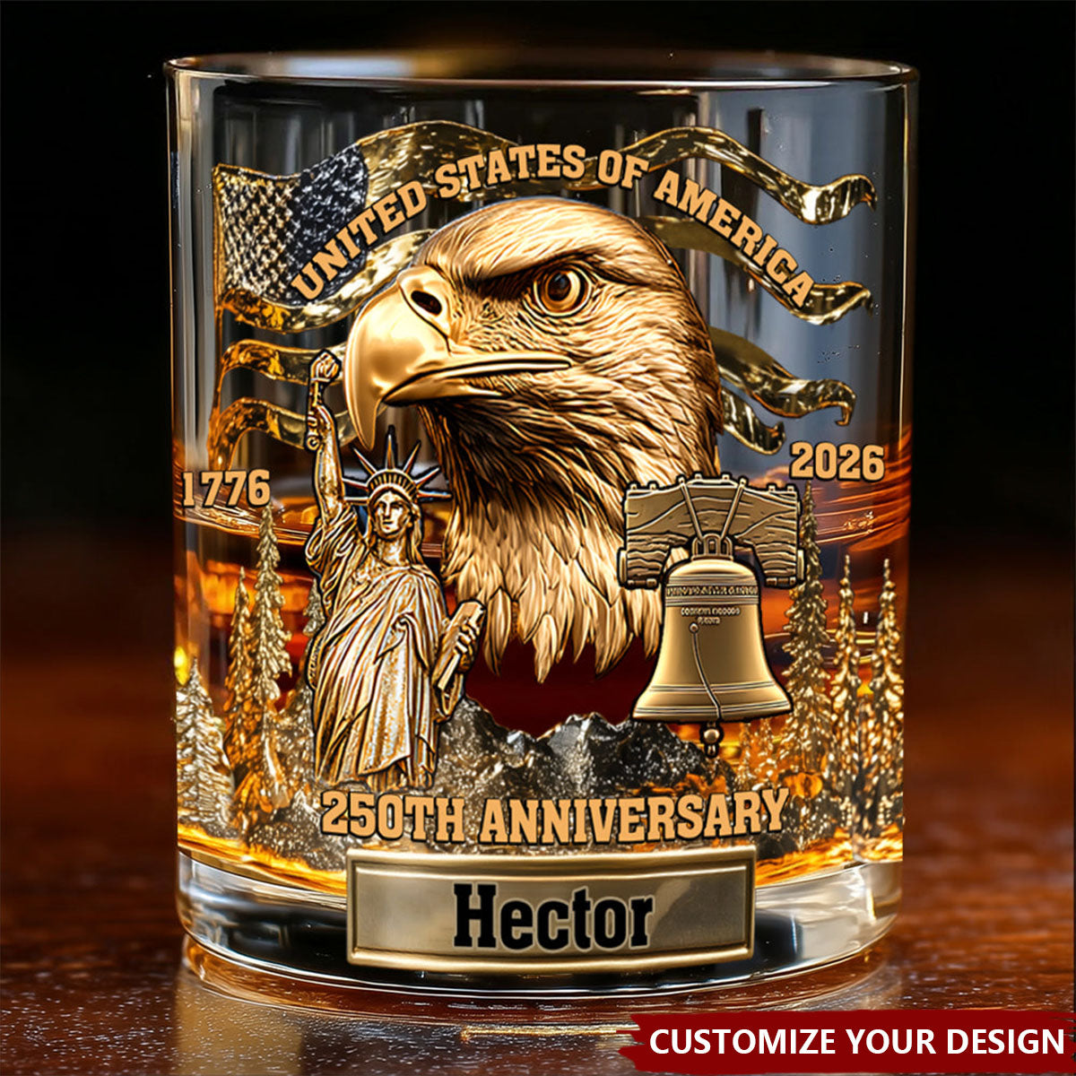 Eagle & Liberty - Personalized Bald Eagle Whiskey Glass