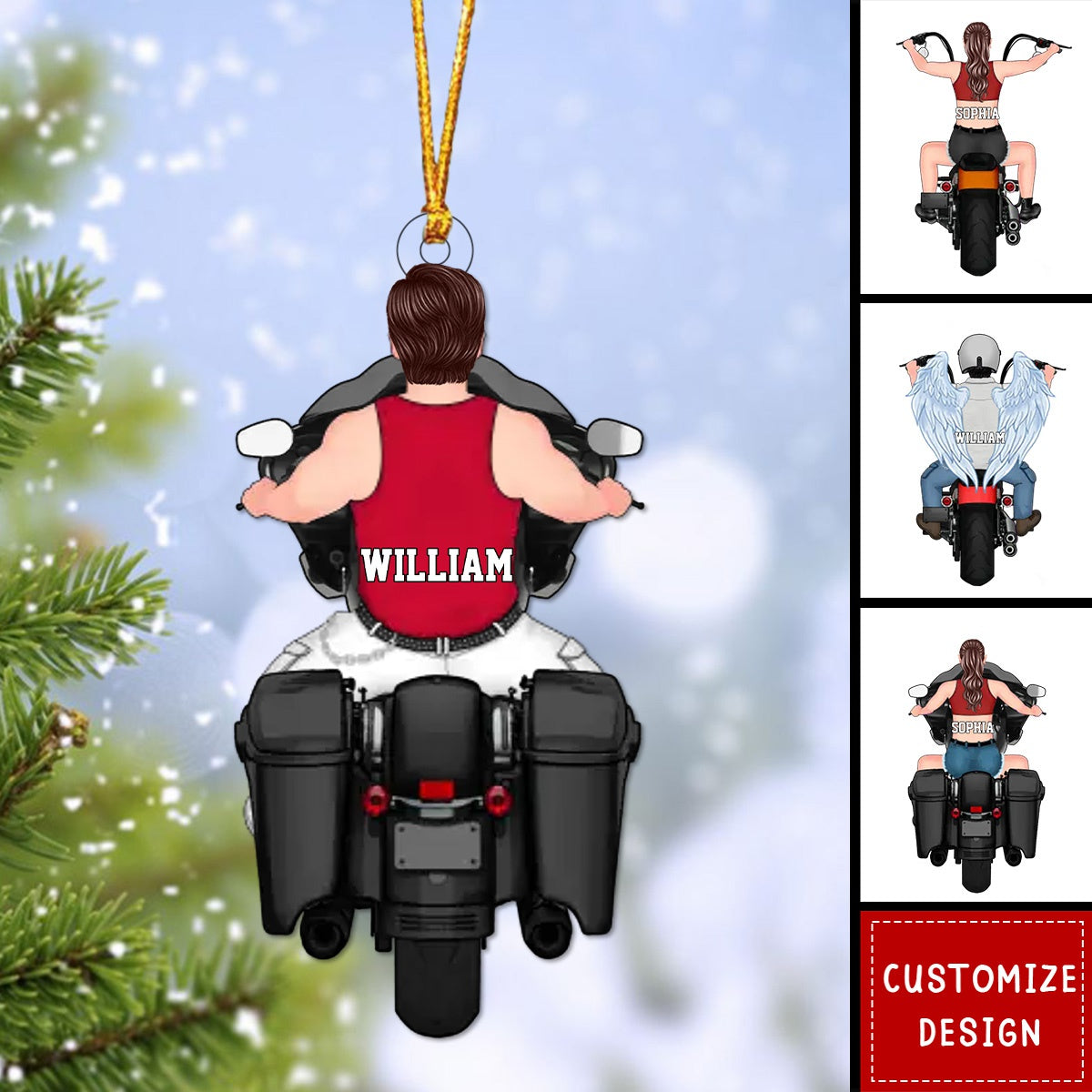 Personalized Woman/Man Biker AcrylicChristmas Ornament - 2024 New Release