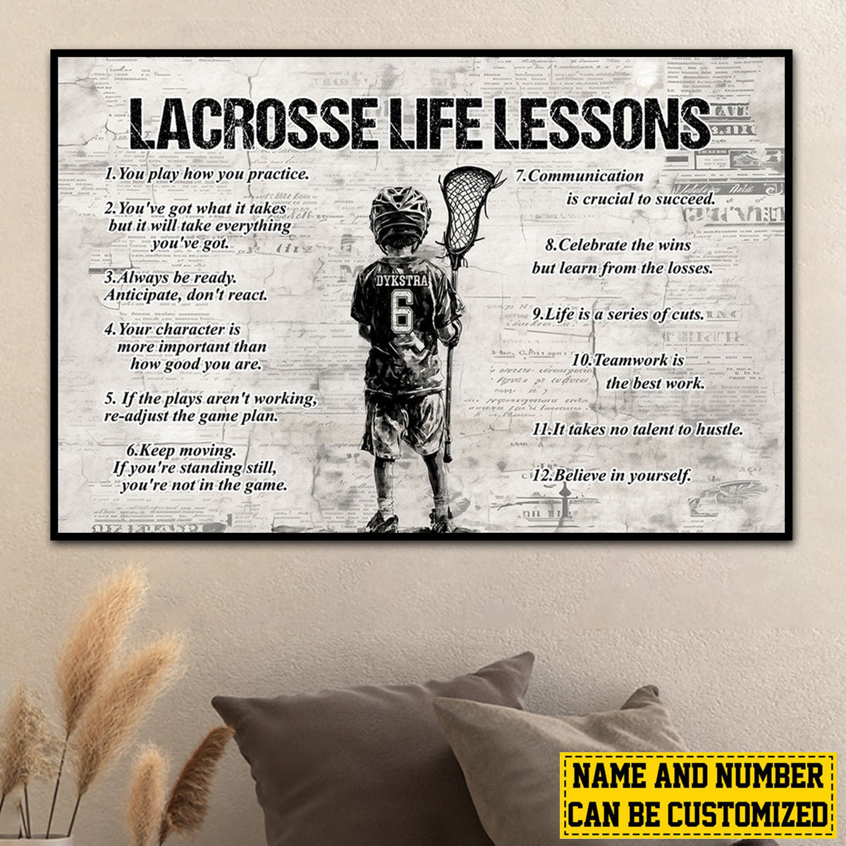 Personalized Lacrosse Life Lessons Kid Poster-Gift For Lacrosse Lovers