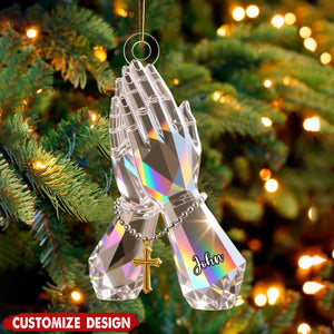 Praying Hand With Roses - Personalized Christian Acrylic Ornament