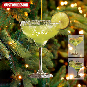 Personalized Margarita Cocktail Acrylic Christmas Ornament