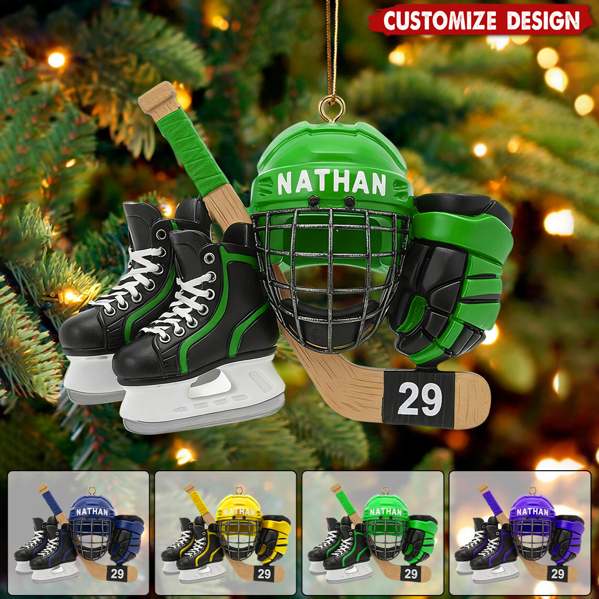 New Release - Personalized Hockey Set Ornament - Gift For Hockey Lovers