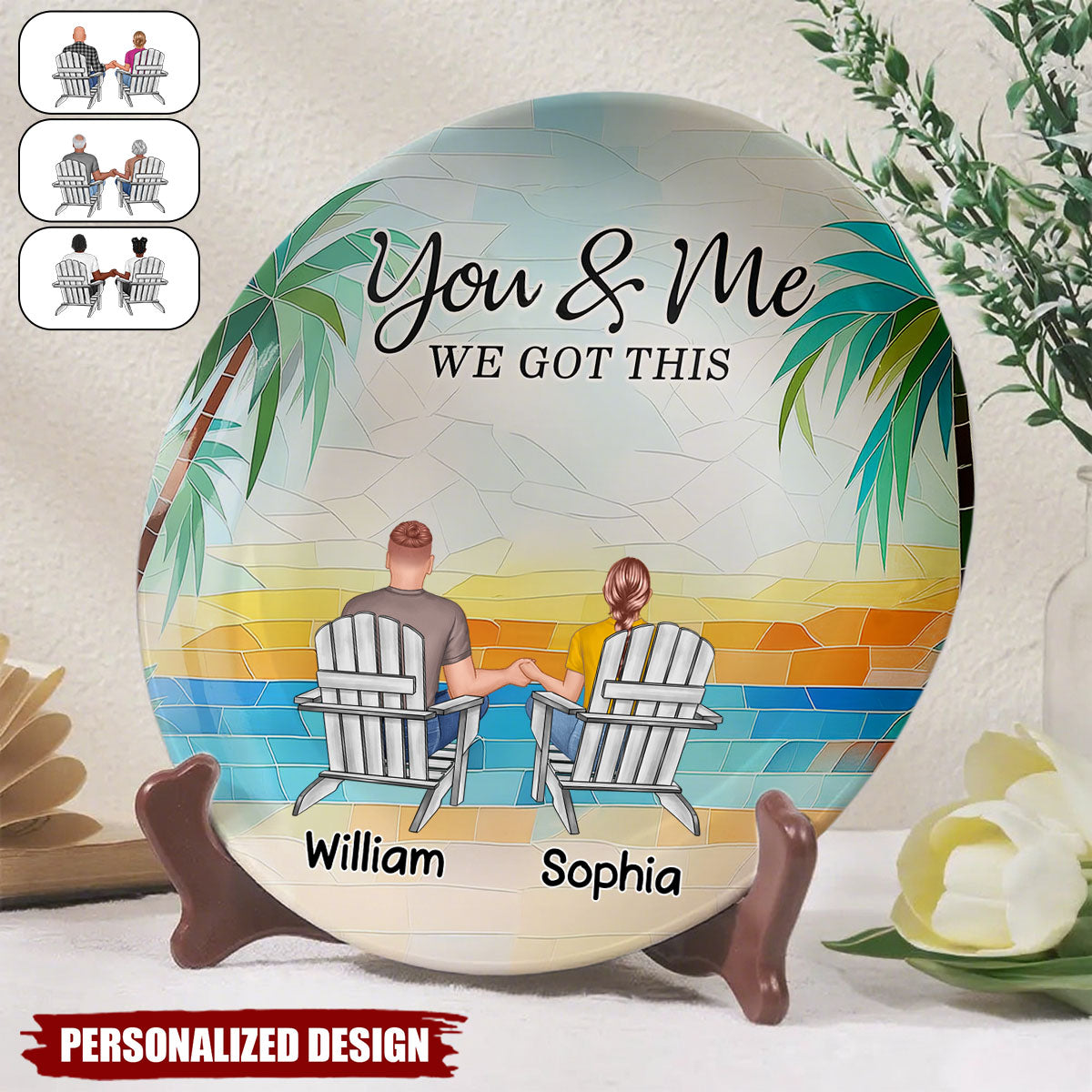 Mosaic Style You & Me We Got This New Version - Personalized Ceramic Plate