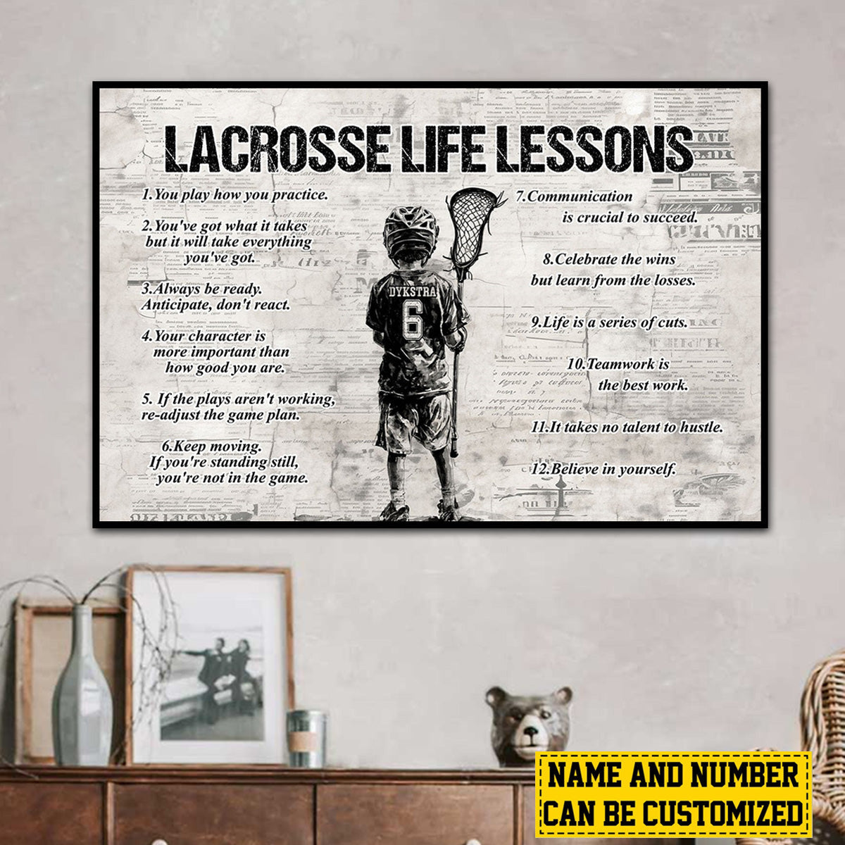 Personalized Lacrosse Life Lessons Kid Poster-Gift For Lacrosse Lovers