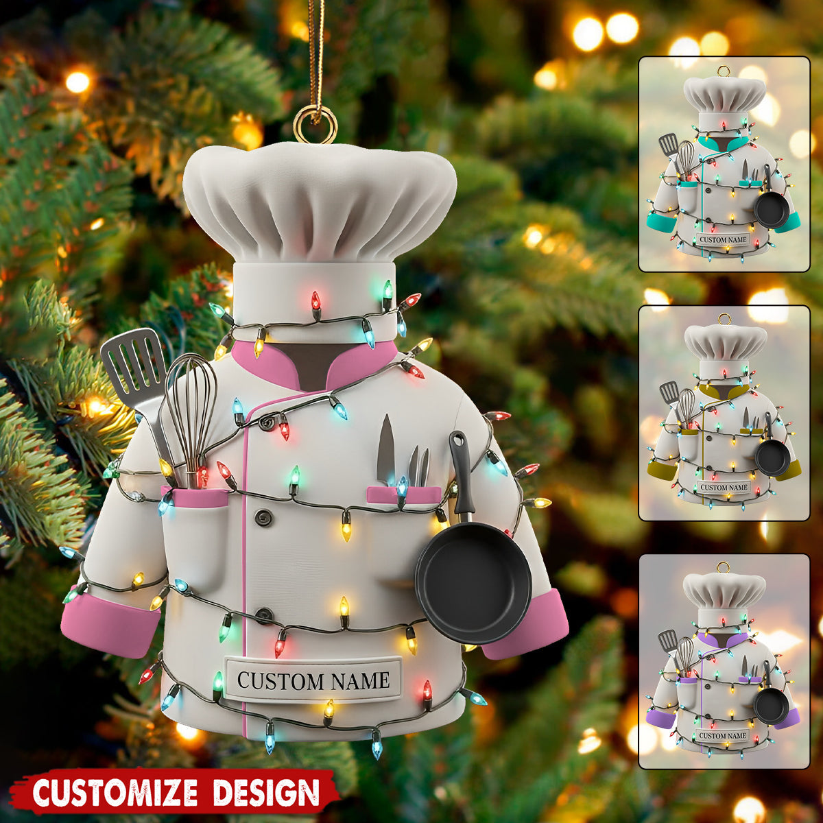Personalized Chef Christmas Ornament - Gift for Foodies, Bakers & Culinary Artists