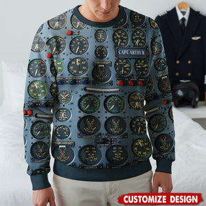 Pilot Control Panel Ugly Sweater - Personalized Christmas Gifts For Pilot
