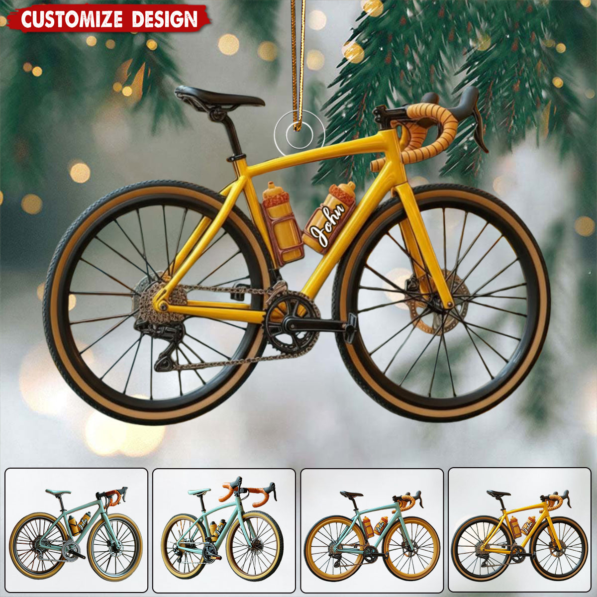 Personalized Road Bike Christmas Ornament