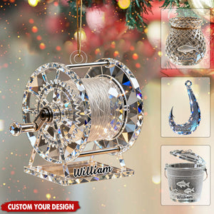 Personalized Fishing Themed Christmas Ornament - Fishhook/Fish Bucket/Fishing Reel/Fish Basket
