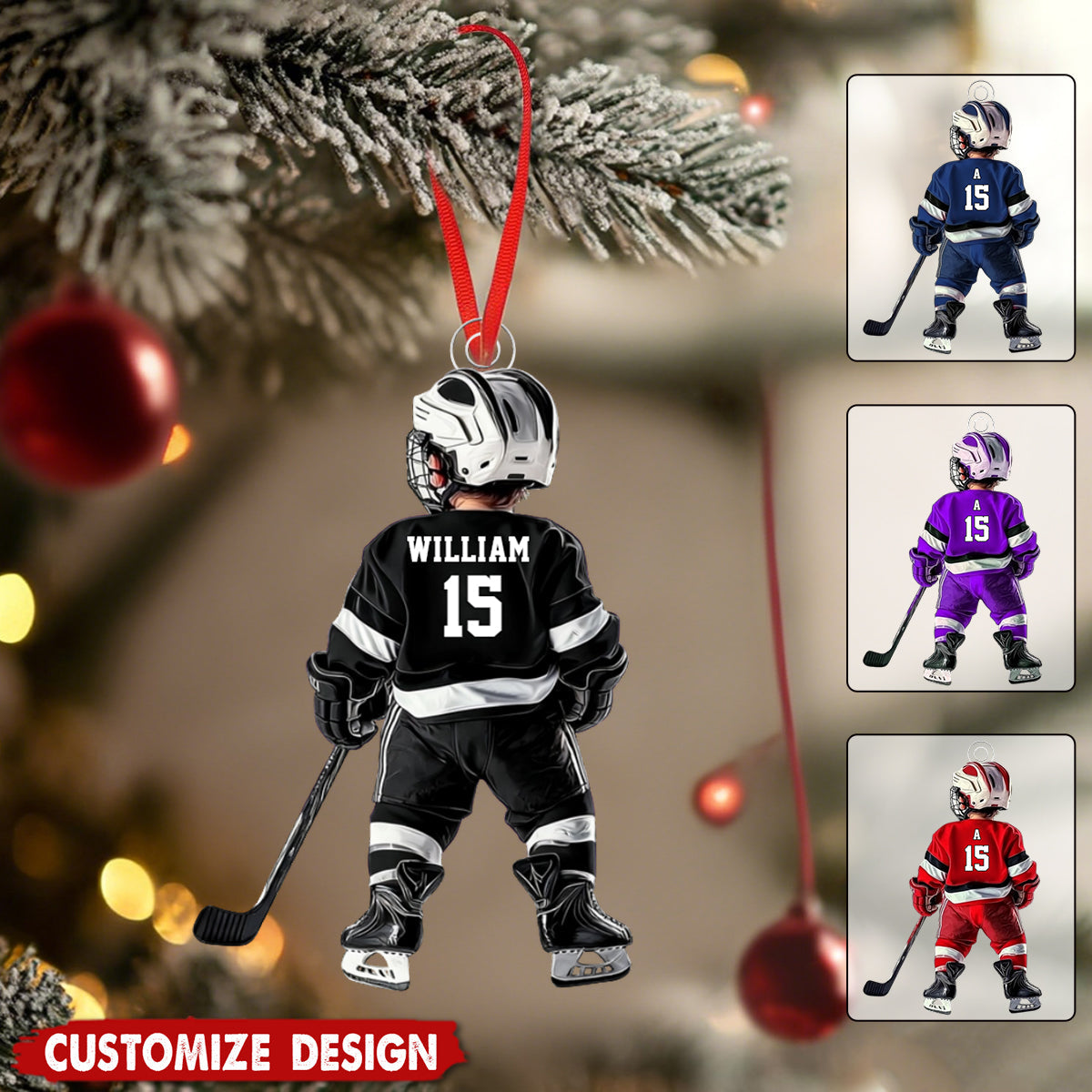 Personalized Kid Hockey Acrylic Ornament - Gift For Hockey Lovers
