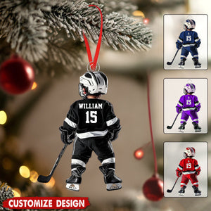 Personalized Kid Hockey Acrylic Ornament - Gift For Hockey Lovers