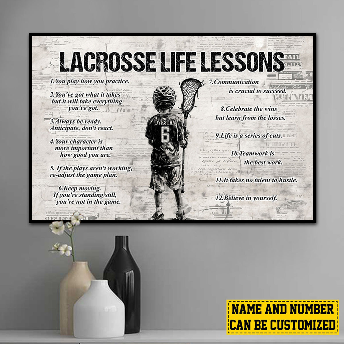 Personalized Lacrosse Life Lessons Kid Poster-Gift For Lacrosse Lovers